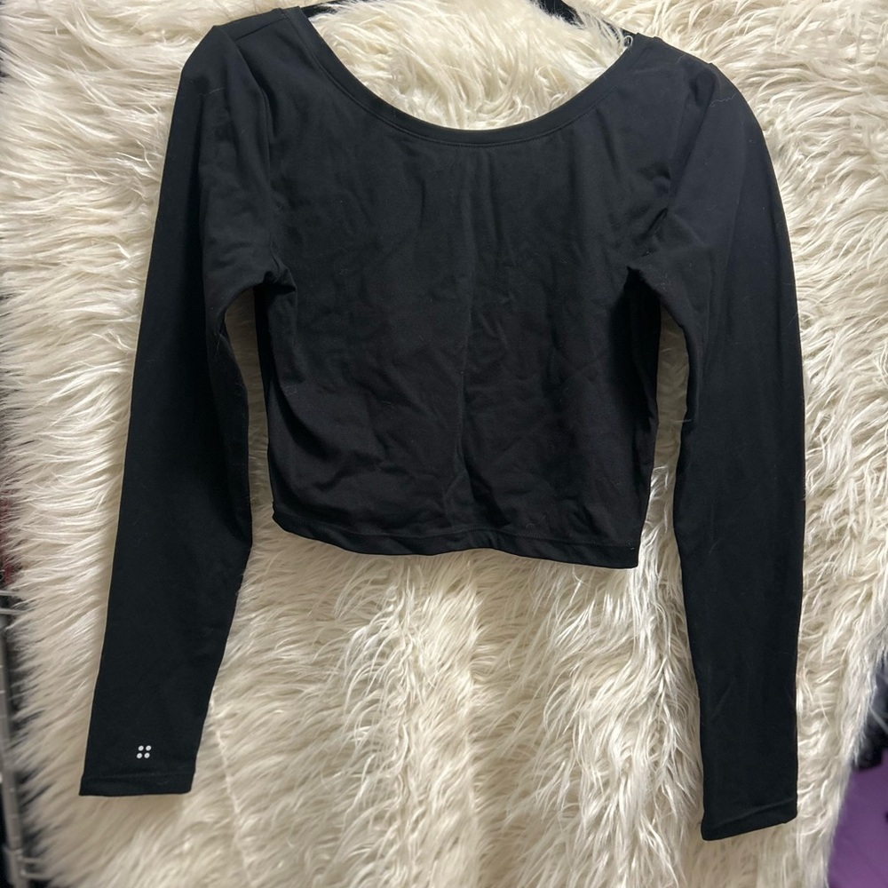 Acta Wear Black Long Sleeve Crop Top